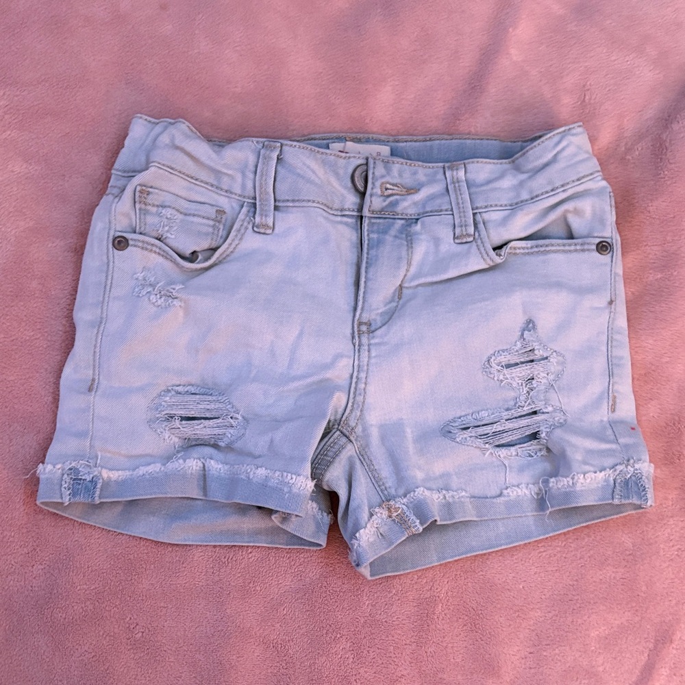 SO Light Blue Distressed Kids Shorts